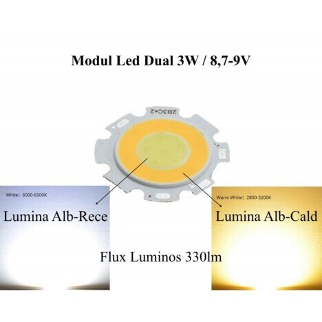 LED COB 28MM - 3W, LUMINA CALD/RECE